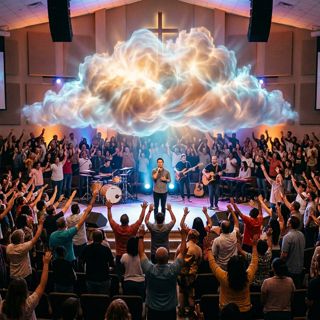 More prominent cloud of God's presence